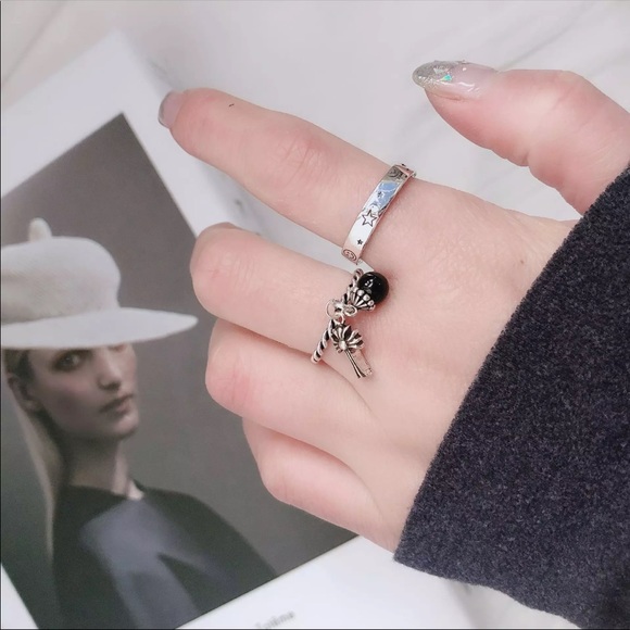 New Vintage 925 Silver Carved Moon Star Open Ring - Picture 6 of 6